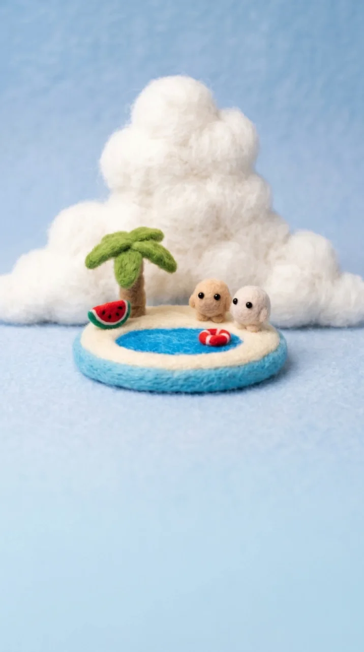 フェルト調のジオラマで作った、なつやすみメーターの画面